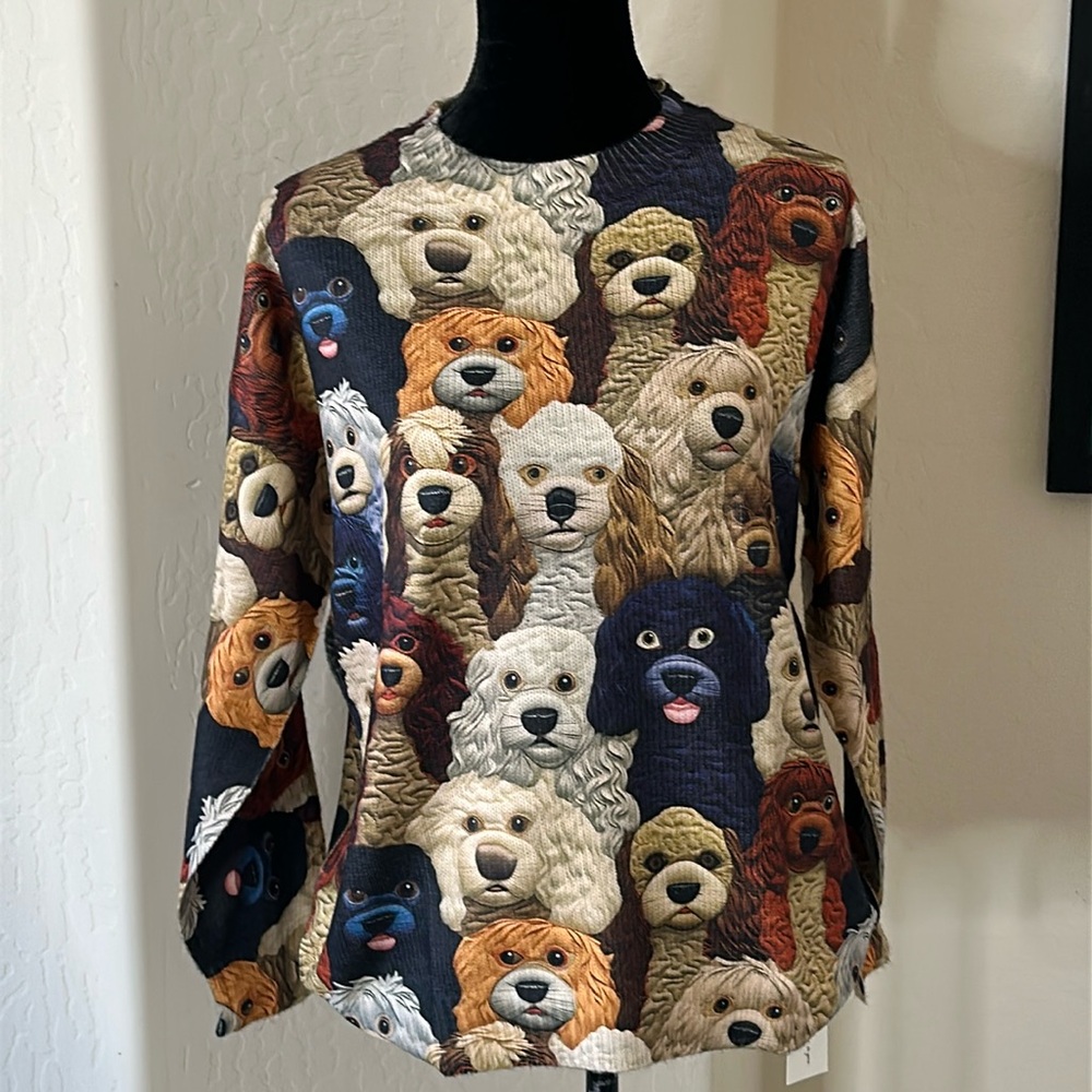Adorable NWT Dog Lover Light Weight Sweater By Shall We Size Medium